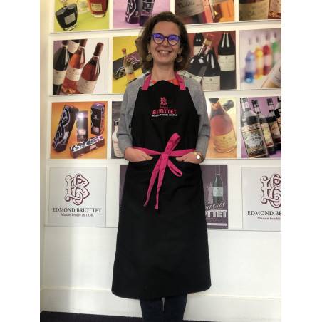 Pink and black Maison Briottet logo apron