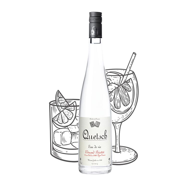 Eau de vie de Quetsch de la Maison Briottet, liquoriste français