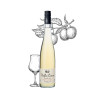 Bouteille d'eau de vie de vieille prune Maison Briottet, alcool 45% vol., 70cl, avec deux verres cocktails avec glacons